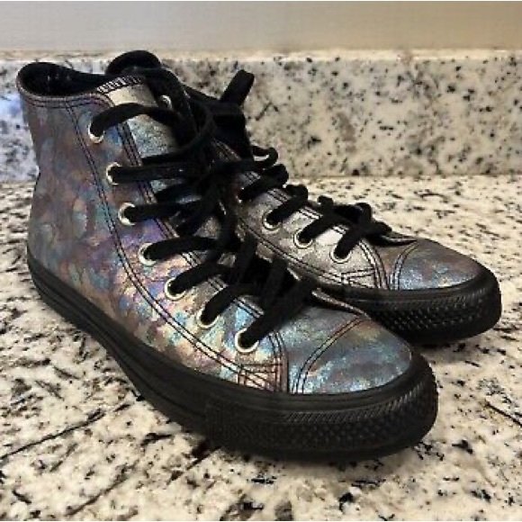 ISO (size 9.5 or 10) Oil Slick Leather Chuck Taylors - Picture 2 of 5